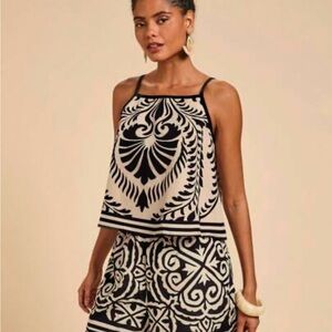 SHEIN Black and Cream Patterned Women Shorts